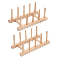 아카시아 홈 접시꽂이, 2개, 내추럴