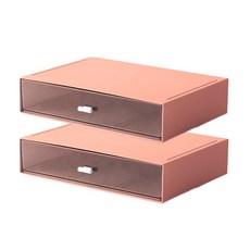 JCP彩色方形透明抽屜 1格 2個, 粉色的