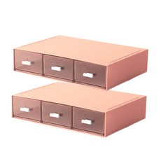 JCP彩色方形透明抽屜 3格 2個, 粉色的