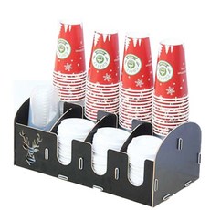 CAFE CLUB 雙層8孔杯子收納盒, 黑色的, 1個