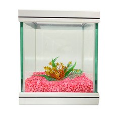 로라펫 15큐브 어항 + 로즈핑크 + 인조수초, 로즈핑크(컬러샌드), 램덤발송(인조수초), 1개