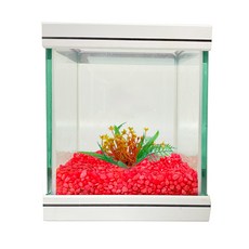 로라펫 15큐브 어항 + 체리레드 +인조수초, 체리레드(컬러샌드), 램덤발송(인조수초), 1개