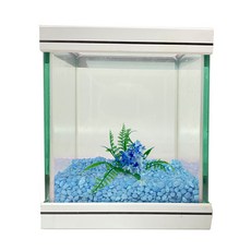 로라펫 15큐브 어항 + 스카이블루 + 인조수초, 스카이블루(컬러샌드), 램덤발송(인조수초), 1개