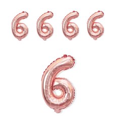WOW PARTY KOREA 6 數字氣球 大, 玫瑰金, 5個