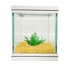 로라펫 15큐브 어항 + 브릴리언트옐로우 +인조수초, 브릴리언트옐로우(컬러샌드), 램덤발송(인조수초), 1개