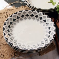 鈷藍義大利麵深盤 22cm, 灰色, 4個