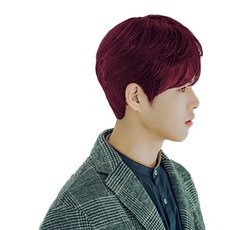 가발나라 볼륨시스루 가르마펌 남자 통가발 M, 딥버건디, 1개