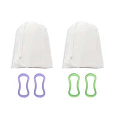 小腿按摩環硬型 2 種 x 2p 套組 + 袋, 淡紫色 (1+1), 淡綠色 (1+1)