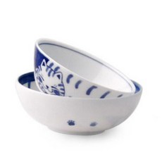 藍色貓咪款陶瓷飯碗+湯碗 2人組, 貓咪, 飯碗 2入+大碗 2入