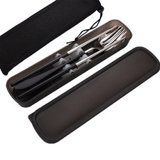 攜帶式餐具套組, 1個, 黑色5件組