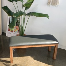 카르페디 헤라 3인 원목 쿠션 벤치, 월넛 브라운