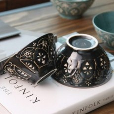 新巴洛克風碗組 4人組, 黑巧克力色, 飯碗 4入+大碗 4入