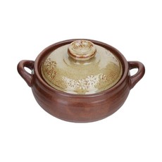 LeBENKUCHEN 復古造型雙耳迷你陶瓷砂鍋+鍋蓋組, 1個, 12.7 厘米