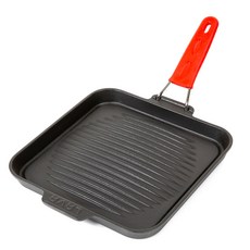 LAVA 사각 주물 그릴 불고기 팬 + 실리콘 핸들 세트 인덕션 IH, 1개, 24 x 24 cm