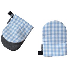 兩個地球烤箱手套, 藍色檢查