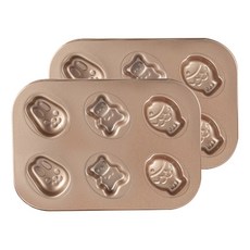 6格兔子+小熊+鯛魚燒造型綜合烤模, 2入