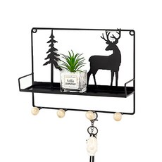 方形黑色金屬框架掛鉤層架, 1個