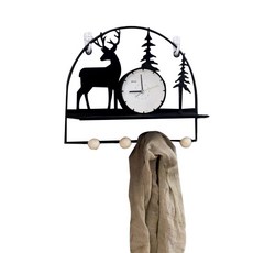 金屬框架掛鉤圓形層架, 1個, 黑色