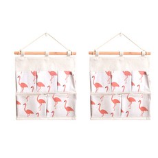 Market A居家裝飾壁掛多功能口袋收納盒 2入, 5 只火烈鳥