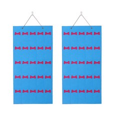 蝴蝶結口袋飾品掛架 2入, 藍色