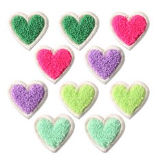 Boseul愛心刺繡布貼 5件組 小號, 綠白色, 粉白色, 紫白色, 淺綠白色, 薄荷白, 2套