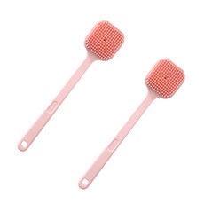 多功能長柄沐浴刷, 粉紅色, 2個, 1入