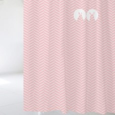 北歐風印花浴簾 SC831 L號+塑膠掛鉤 12入+白色窗簾桿, 1套