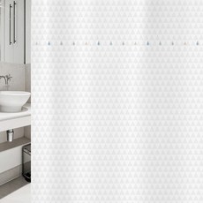 北歐風浴簾 sc879 L號+塑膠掛鉤 12入+白色掛桿組合, 1套
