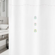 北歐風浴簾 sc883 S號+塑膠掛鉤 12入+白色掛桿組合, 1套