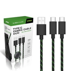 JOYTRON PS5 XBOX Series XS Type C Fabric Cable Duo 黑色 綠色, JTPX-103, 1個
