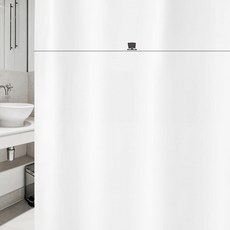 Soopul 浴簾 北歐風格 sc811 L + 塑膠掛鉤 12p + 白色桿 套組, 1套