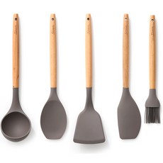 Sisam矽膠木頭廚具 5件組, 灰色