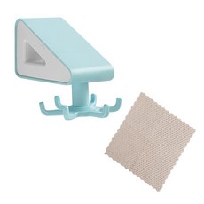 廚房多功能置物架+鬆餅魔法抹布, 支架（天藍色+白色），抹布（隨機發貨）, 1套