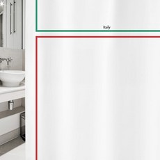 Design Soopul 北歐風格浴簾 sc838 L 1800 x 1880 mm + 塑膠掛勾 + 白色桿子套組, 1套