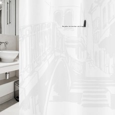 디자인수풀 북유럽 스타일 샤워 커튼 sc870 S 1520 x 1880 mm + 플라스틱 고리 + 봉 화이트 세트, 1세트