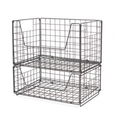 VISVIVA 折疊式鋼絲置物籃, 灰色的, 1個