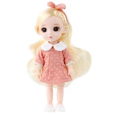 happy play Julie可動式娃娃 點點洋裝款, 16cm, 混色