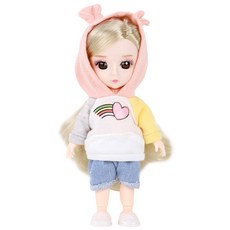 happy play 可動式娃娃 星星連帽衫款, 16cm, 混色