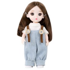 happy play 可動式娃娃 吊帶牛仔褲款, 16cm, 混色