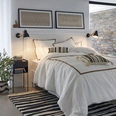 亞麻白色被套 F71238, 白色