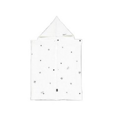 babyan 星星印花連帽浴巾, 白色, 1入