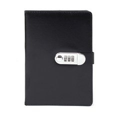 復古密碼日記本型筆記本, 黑色, 1個