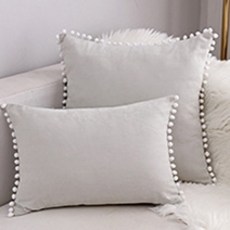 귀여운 폼폼 테두리 보들 쿠션 커버 세트