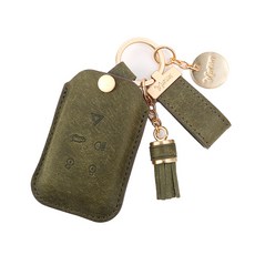 모런 5버튼 가죽 키케이스 골드 풀세트, 올리브그린, LR025