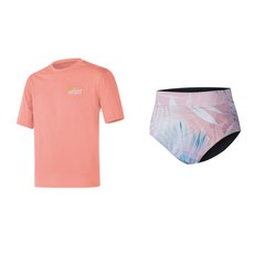 NAYASTYLE 女款防曬泳衣短袖寬鬆上衣 + 下身套裝 3217