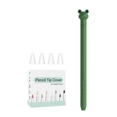 AHA STYLE Apple Pencil第1代動物造型保護套+筆尖保護套 4入, 1個, 綠色（青蛙）