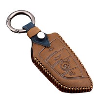 BMW皮革鑰匙套+鑰匙圈, 1 個新鑰匙棕色