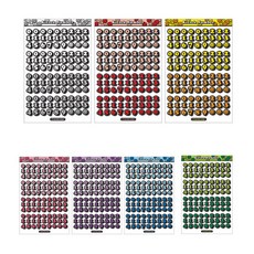 WANNATHIS 數字立體感貼紙組 7款, 白色、紅色、黃色、粉色、紫色、藍色、綠色, 1套