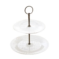 復古掛環2層零食盤, 混色, 1個