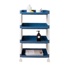 키밍 간단조립 이동식 트롤리, 블루화이트, 4단